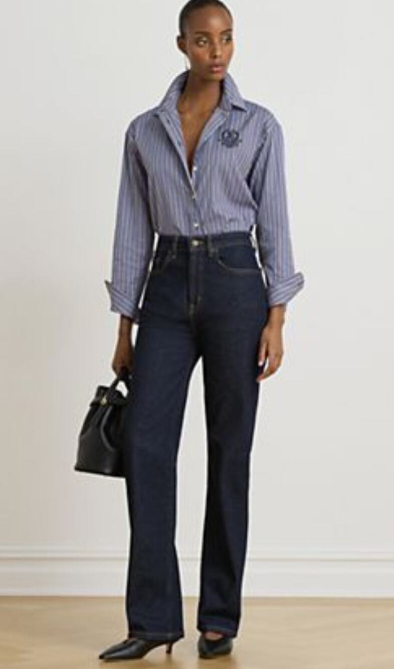 Lauren Ralph Lauren Dark Rinse Hi Rise Modern Flare Jeans Size 14 Quiet Luxury
